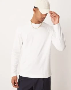 Mango Regular Fit Long Sleeve T-shirt In White For Men