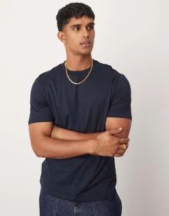 Mango Premium Short Sleeve T-shirt In Navy For Men -Modern Menswear 207380011 3