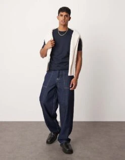 Mango Premium Short Sleeve T-shirt In Navy For Men -Modern Menswear 207380011 4