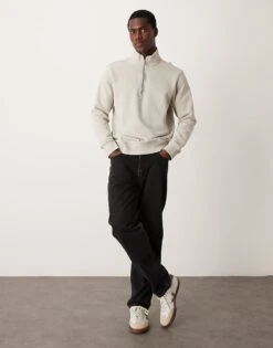 Mango Quarter Zip Sweater In Natural For Men -Modern Menswear 207380017 4