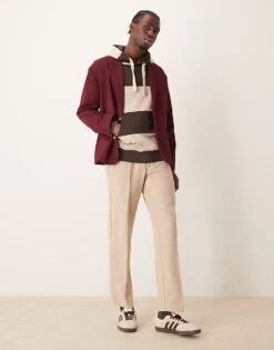 Mango Collegiate Stripe Detail Hoodie In Brown For Men Dark Brown -Modern Menswear 207380040 4