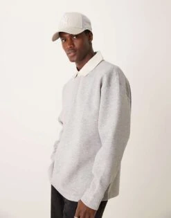 Mango Long Sleeve Polo Neck T-shirt In Grey For Men -Modern Menswear 207380048 1 grey 1