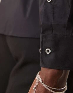 Mango Regular Fit Shirt In Black For Men Navy -Modern Menswear 207380089 4