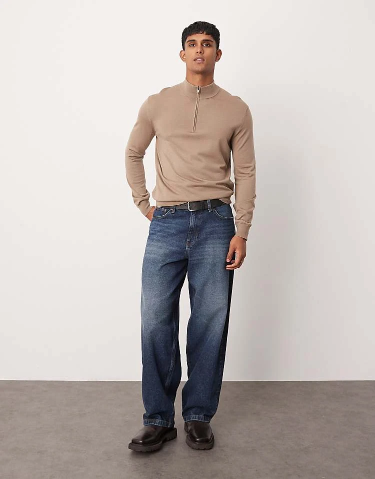 Mango Regular Fit Quarter Zip Wool Sweatshirt In Beige For Men 4 Mango Regular Fit Quarter Zip Wool Sweatshirt In Beige For Men - Image 2