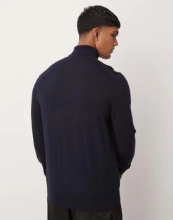 Mango Fine Knit Turtle Neck Long Sleeve Jumper In Navy For Men -Modern Menswear 207380189 3