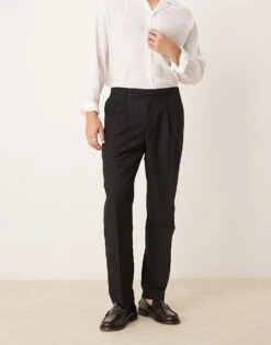 Mango Regular Fit Pleat Detail Trousers In Black For Men -Modern Menswear 207380380 1 black 1