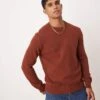 Mango Roundneck Regular Fit Wool Sweater In Burgundy For Men -Modern Menswear 207380419 1 burgundy
