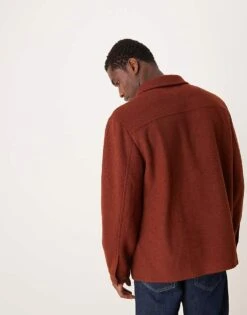 Mango Regular Fit Shacket In Burgundy For Men -Modern Menswear 207380440 4