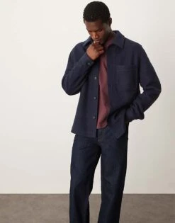 Mango Regular Fit Shacket In Navy For Men -Modern Menswear 207380447 1 navy 1