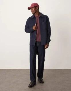 Mango Regular Fit Shacket In Navy For Men -Modern Menswear 207380447 3