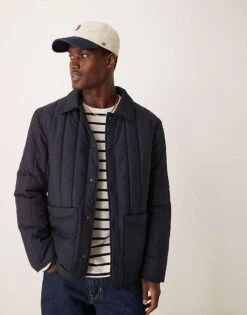 Mango Technical Quilted Design Jacket In Navy For Men -Modern Menswear 207380462 1 navy 1