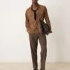 Mango Classic Collar Button Down Suede Jacket In Brown For Men -Modern Menswear 207380495 1 brown