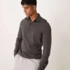Mango Button Down Long Sleeve Polo In Grey For Men Brown -Modern Menswear 207380502 1 brown