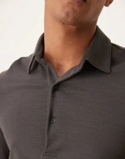 Mango Button Down Long Sleeve Polo In Grey For Men Brown 9 Mango Button Down Long Sleeve Polo In Grey For Men Brown -Modern Menswear 207380502 3