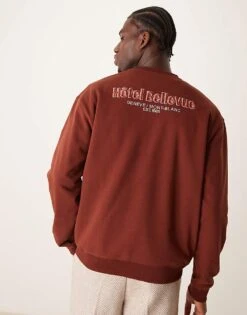 Mango Graphic Roundneck Sweatshirt In Burgundy For Men