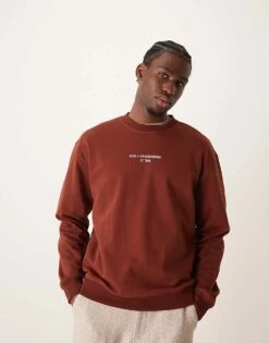 Mango Graphic Roundneck Sweatshirt In Burgundy For Men -Modern Menswear 207380566 4