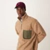 Mango Contrast Detail Quarter Zip Jumper In Beige For Men -Modern Menswear 207380623 1 beige