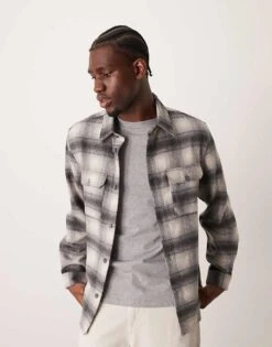 Mango Regular Fit Checkered Flannel Shirt In Grey For Men