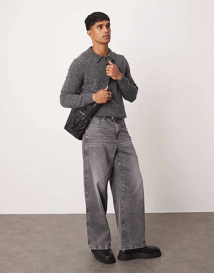 Mango Knitted Polo Jumper In Charcoal For Men 4 Mango Knitted Polo Jumper In Charcoal For Men - Image 2