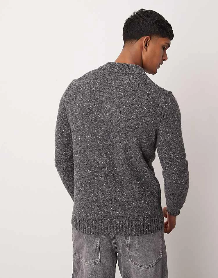 Mango Knitted Polo Jumper In Charcoal For Men 6 Mango Knitted Polo Jumper In Charcoal For Men - Image 4