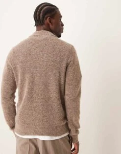 Mango Oversized Collar Wool Jumper Light Brown For Men Beige -Modern Menswear 207380807 3
