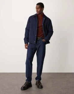 Mango Elasticated Detail Denin Bomber Jacket In Dark Wash Blue For Men -Modern Menswear 207380874 4