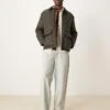 Mango Zip Down Collar Detail Quilted Jacket In Khaki For Men -Modern Menswear 207380885 1 khaki