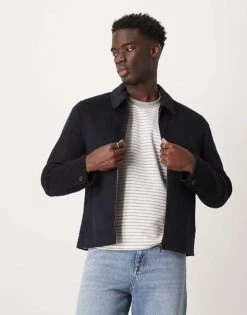 Mango Zip Down Pocket Detail Jacket In Navy For Men