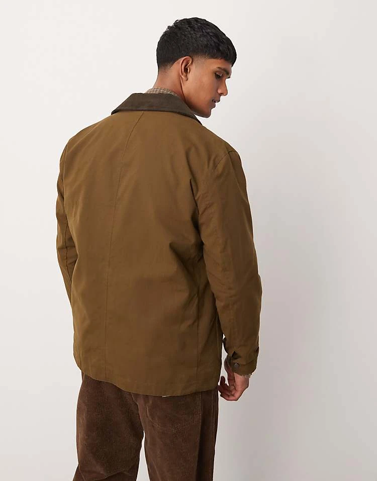 Mango Contrast Collar Button Down Wax Jacket In Khaki For Men 5 Mango Contrast Collar Button Down Wax Jacket In Khaki For Men - Image 3