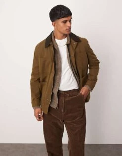 Mango Contrast Collar Button Down Wax Jacket In Khaki For Men 10 Mango Contrast Collar Button Down Wax Jacket In Khaki For Men -Modern Menswear 207380920 4