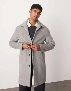 Mango Wool Mix Mid Length Herringbone Coat In Grey For Men -Modern Menswear 207380952 3