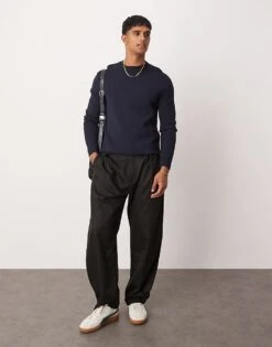 Mango Long Sleeve Jersey Sweat In Navy For Men -Modern Menswear 207381063 4