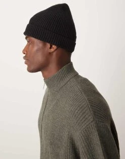 Mango Ribbed Beanie In Black For Men -Modern Menswear 207383851 1 black 1