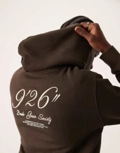 Mango Collegiate Detail Hoodie In Brown For Men Dark Brown