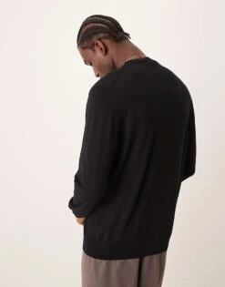 Mango Round Neck Wool Sweatshirt In Black For Men 9 Mango Round Neck Wool Sweatshirt In Black For Men -Modern Menswear 207384318 3