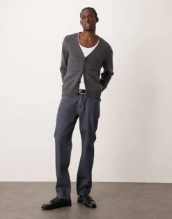 Mango Regular Fit Button Down Cardigan In Charcoal For Men -Modern Menswear 207384341 2