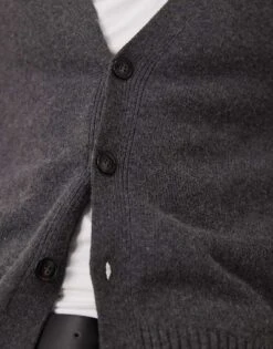 Mango Regular Fit Button Down Cardigan In Charcoal For Men -Modern Menswear 207384341 3