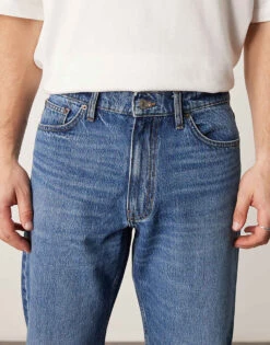 Mango Straight Fit Denim Jeans In Mid Wash Blue For Men Mid Blue -Modern Menswear 207390635 5