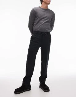 Mango Drawstring Adjustable Waist Slim Fit Trouser In Navy For Men -Modern Menswear 207390651 1 navy 1