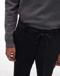 Mango Drawstring Adjustable Waist Slim Fit Trouser In Navy For Men -Modern Menswear 207390651 3