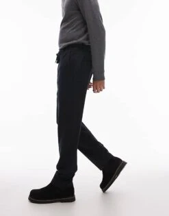 Mango Drawstring Adjustable Waist Slim Fit Trouser In Navy For Men -Modern Menswear 207390651 4