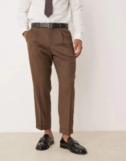 Mango Regular Fit Mid Waist Trouser Co-ord In Brown For Men -Modern Menswear 207413145 4