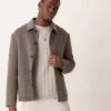 Mango Button Down Pocket Detail Shacket In Grey For Men -Modern Menswear 207421966 1 grey