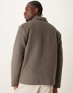 Mango Button Down Pocket Detail Shacket In Grey For Men -Modern Menswear 207421966 4