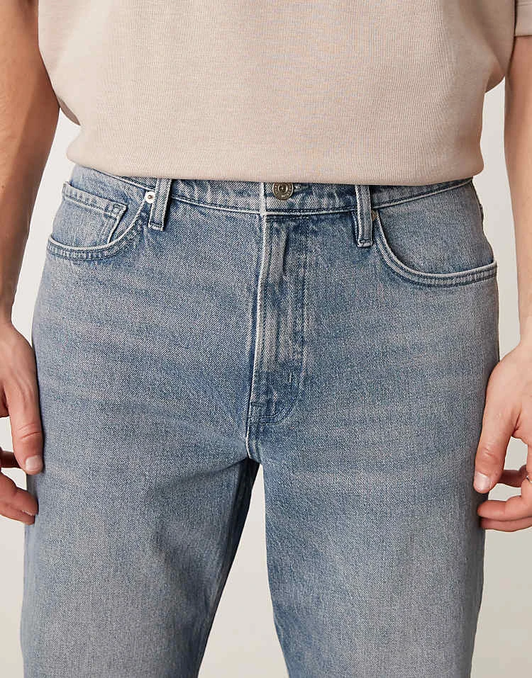 Mango Mid Waist Straight Leg Jean In Mid Wash Blue For Men Mid Blue 7 Mango Mid Waist Straight Leg Jean In Mid Wash Blue For Men Mid Blue - Image 5