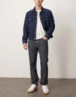 Mango Mid Waist Straight Leg Jean In Dark Wash Blue For Men Dark Blue