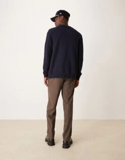 Mango Tie Waist Pleat Front Straight Leg Trouser In Brown For Men -Modern Menswear 207422041 3