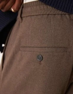 Mango Tie Waist Pleat Front Straight Leg Trouser In Brown For Men -Modern Menswear 207422041 4