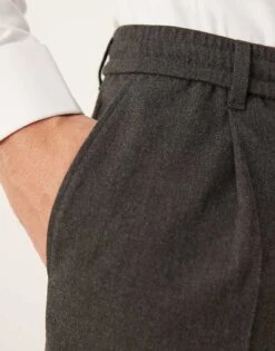 Mango Tie Waist Pleat Front Straight Leg Trouser In Charcoal For Men -Modern Menswear 207422855 3