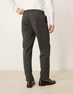 Mango Tie Waist Pleat Front Straight Leg Trouser In Charcoal For Men -Modern Menswear 207422855 4